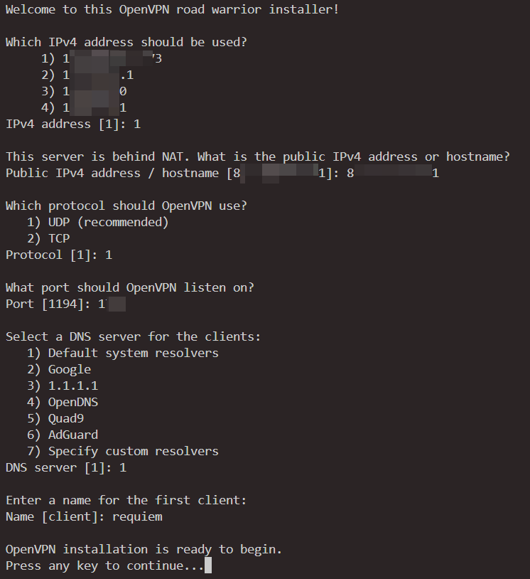 Setup OpenVPN Server